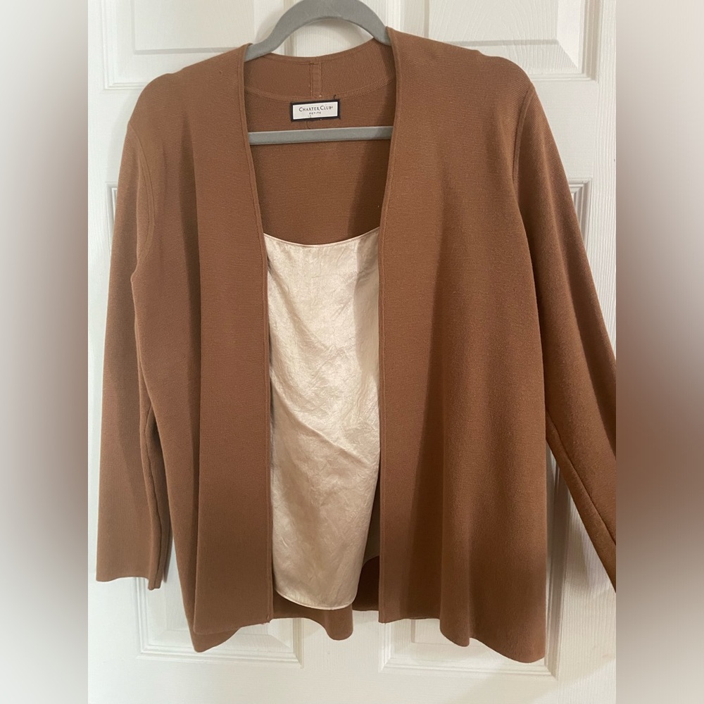 Charter club Brown Cardigan Sweater Open Front Design - Picture 4 of 5